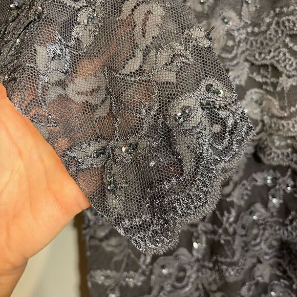 Vintage Cache Sequin Lace Dress | Dusky Purple/Pewter Gray | SZ 0 - Picture 8 of 9